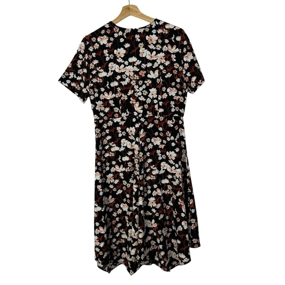 Tommy Hilfiger Black & Pink Floral Short Sleeve Knee Length Dress 8 - Picture 2 of 4